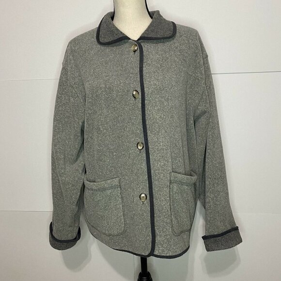 Vintage North Face Sz Medium Buttoned Front Sweater Jacket Cuffed Sleeve Gray - Picture 1 of 6
